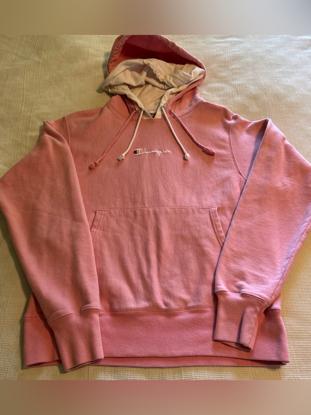 Champion Reverse Weave Pink Pullover Hoodie Embroidered Logo Women’s Small